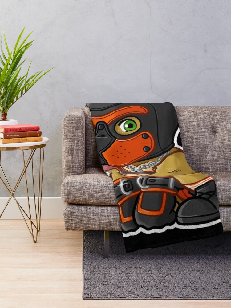 Thumbnail 2 of 6, Throw Blanket, PLAYFUL PUPPY - ORANGE MASK - BEARZOO SERIES designed and sold by bobobear.