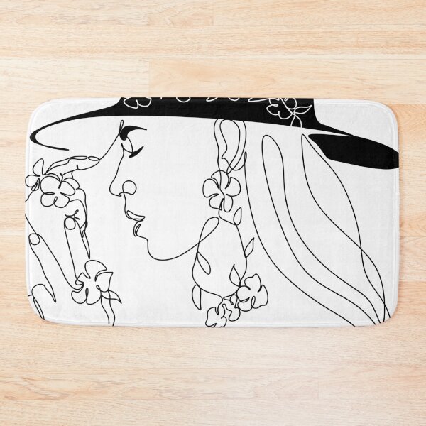 Item preview, line art flower women in hat. abstract face female designed and sold by OneLinePrint.