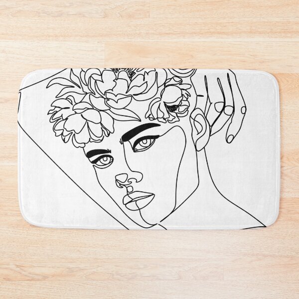 Item preview, Abstract face with flowers by one line drawing.  designed and sold by OneLinePrint.