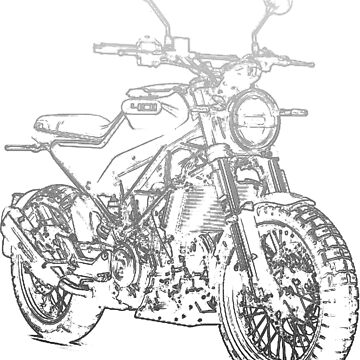 Artwork thumbnail, Husqvarna Svartpilen 401 pencil silhouette motorcycle art naked bike roadster by logotechdesign