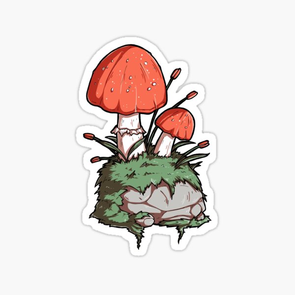 Mushrooms and Moss and a Rock Sticker