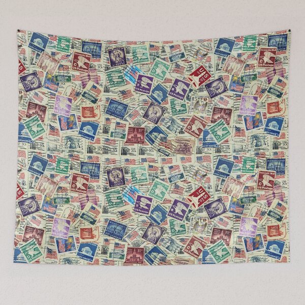Item preview, Set of various USA postage stamps as background. designed and sold by IaroslavB.
