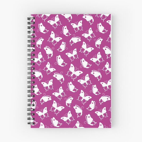 Aperçu de l'œuvre Modèle sans couture de beaux papillons blancs avec un coeur sur fond violet créée et vendue par Deviser.