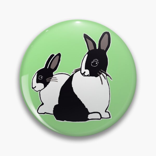Item preview, Black & White Dutch Rabbits with Soft Earthy Green designed and sold by Abigail Davidson.