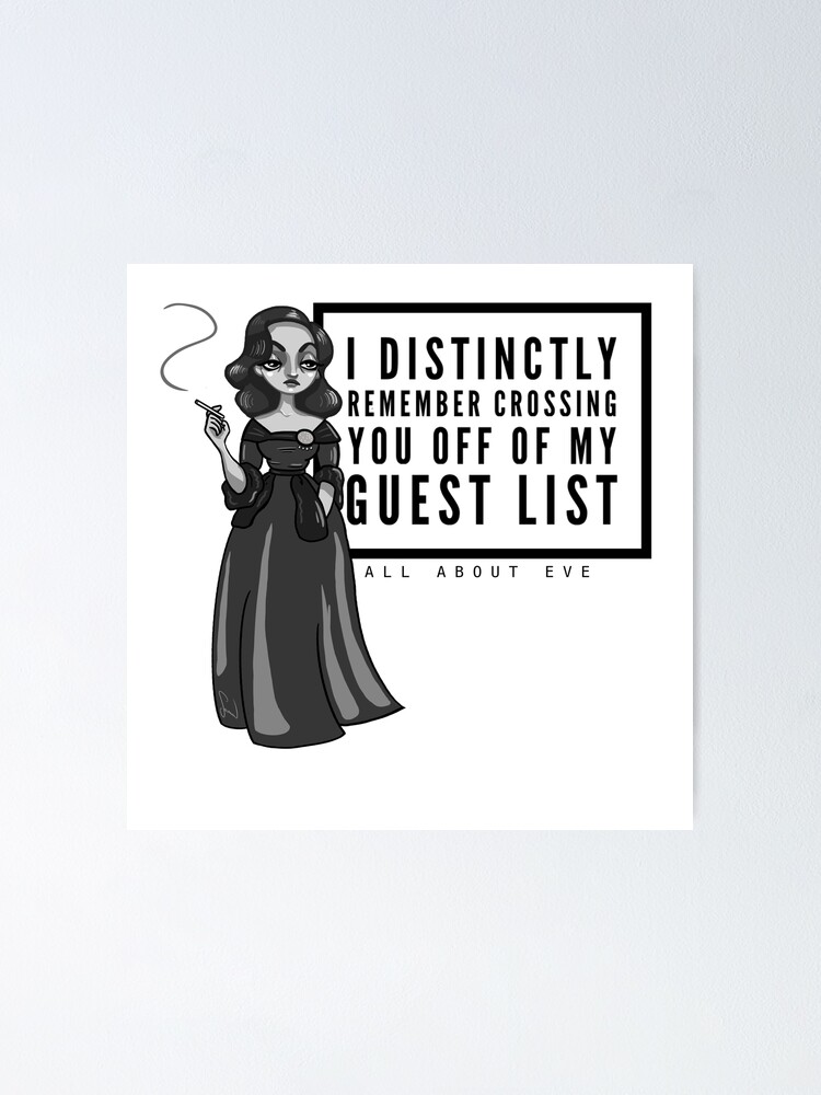 All About Eve Guest List Poster By Haretonart Redbubble