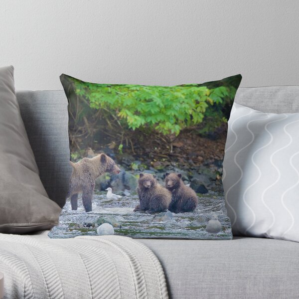 Grizzly Bear Cubs Pillows Cushions Redbubble - grizzly bear ears roblox