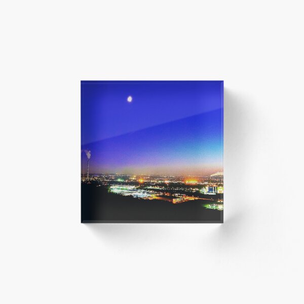 The moon over the pot, moonlight Acrylic Block