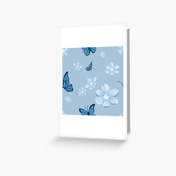 Item preview, blue butterflies and poppies designed and sold by AlexisEibel-Art.