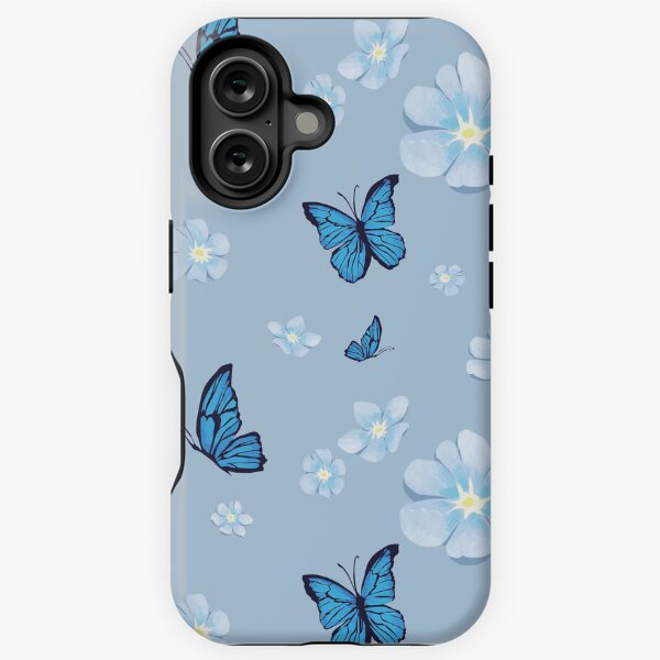 Item preview, blue butterflies and poppies designed and sold by AlexisEibel-Art.