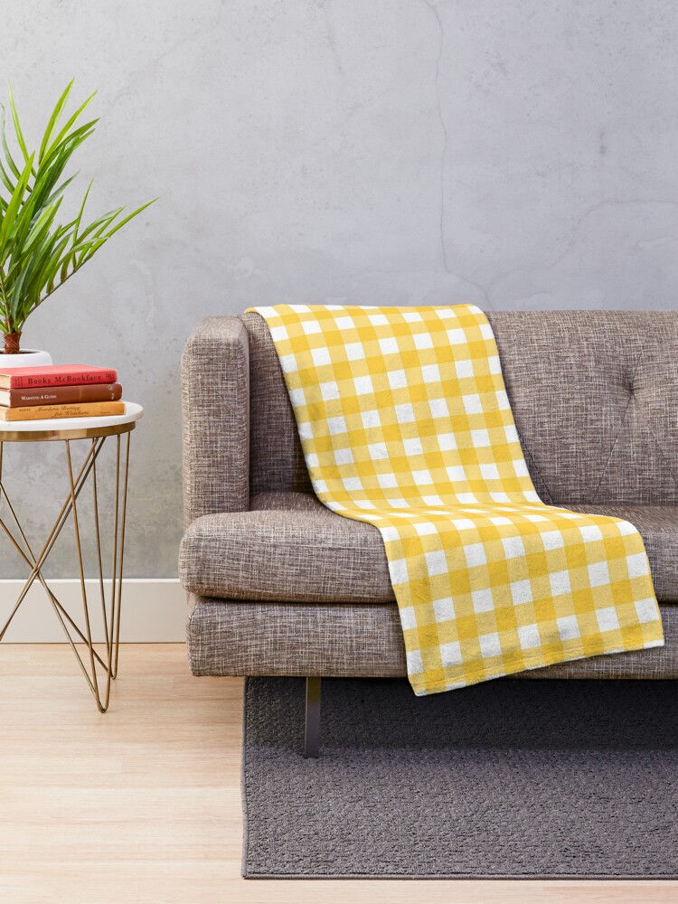 Mustard Yellow Gingham Pattern Large Wide Print