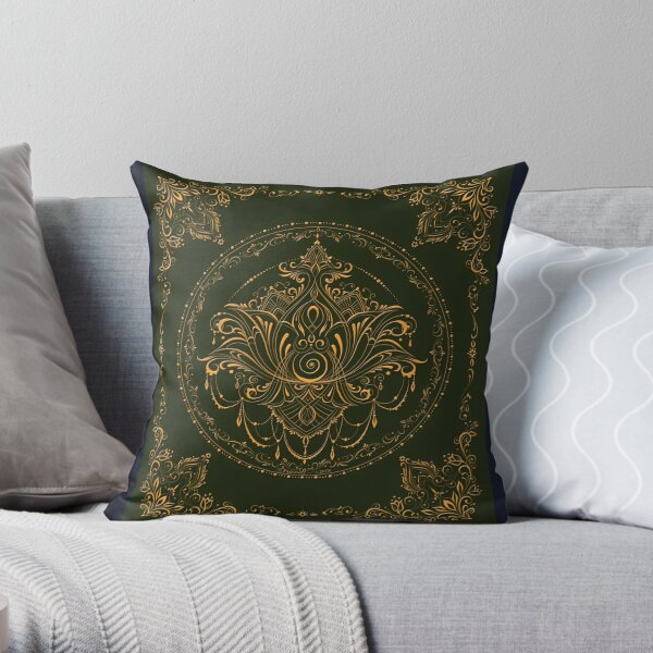 Lotus Goddess in Deep Green Throw Pillow