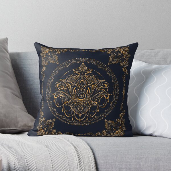 Lotus Goddess in Deep Blue Throw Pillow
