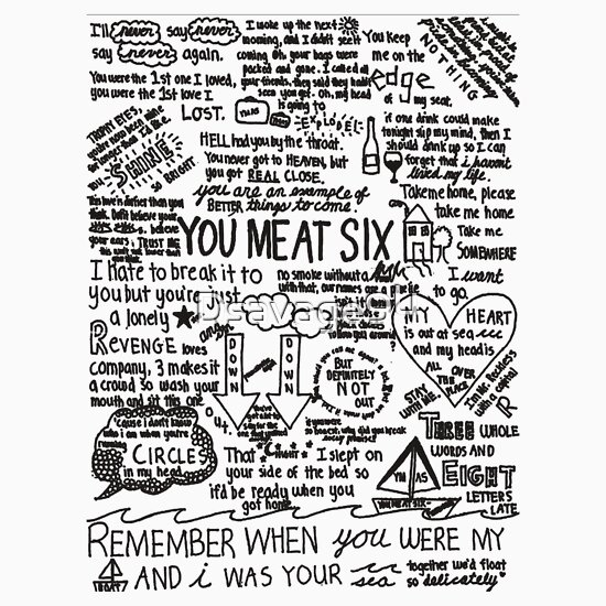 You Me At Six Lyrics Tee White A T Shirt Of Lyrics Lyrical And You Me At Six Goodness