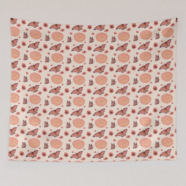 Item preview, orange butterfly and poppies designed and sold by AlexisEibel-Art.