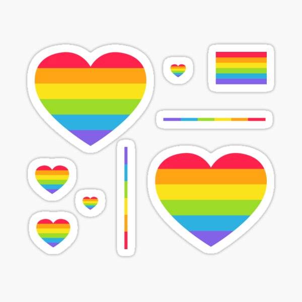 Gay Pride Rainbow Flag Heart Sticker LGBT Cup Laptop Car