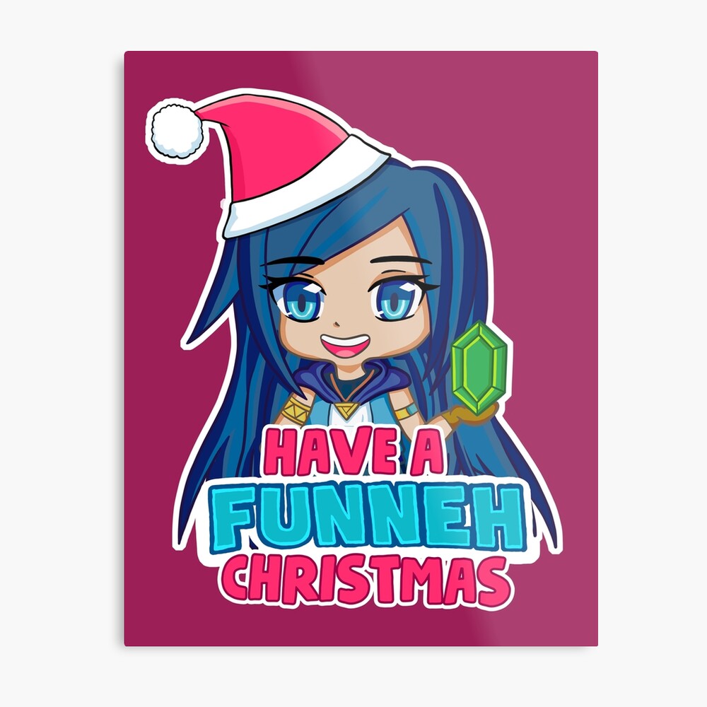 Christmas Hat Funneh Metal Print By Tubers Redbubble - itsfunneh roblox tycoon christmas