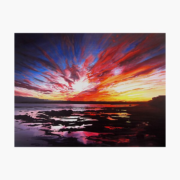 January Sunset Over Rockpools In Garryvoe Photographic Print