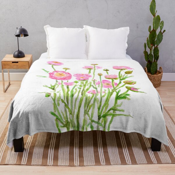 Item preview, hand painted pink Ranunculus pink buttercup pink peony designed and sold by ColorandColor.