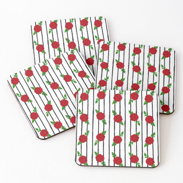 Item preview, Red Roses with Black Vertical Stripes designed and sold by GraphicsbyNel.
