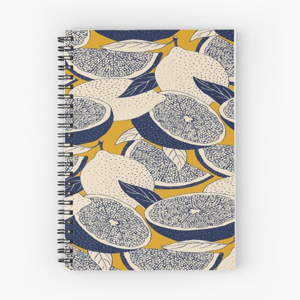 Artikelvorschau, Retro Blue, Orange Lemons and Grapefruit Print  entworfen und verkauft von WildDaisy.