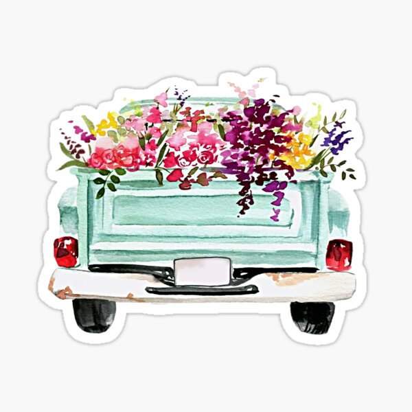 Weinlese-Aquarell-LKW Sticker