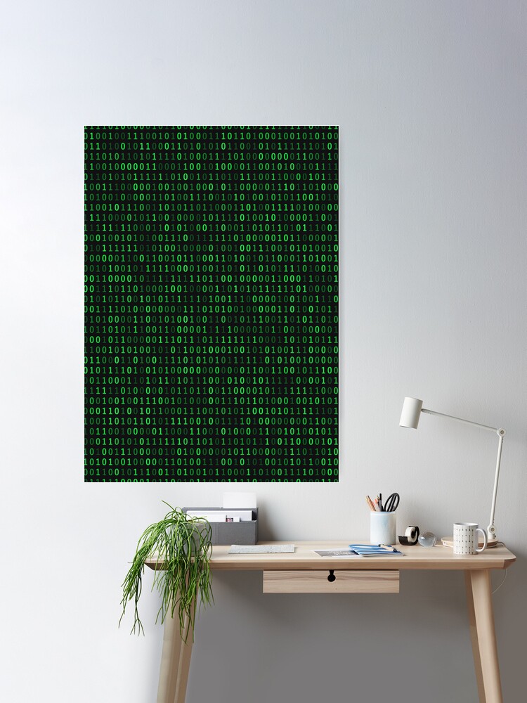 Binary code pattern 10101 green neon retro 80s computer screen 