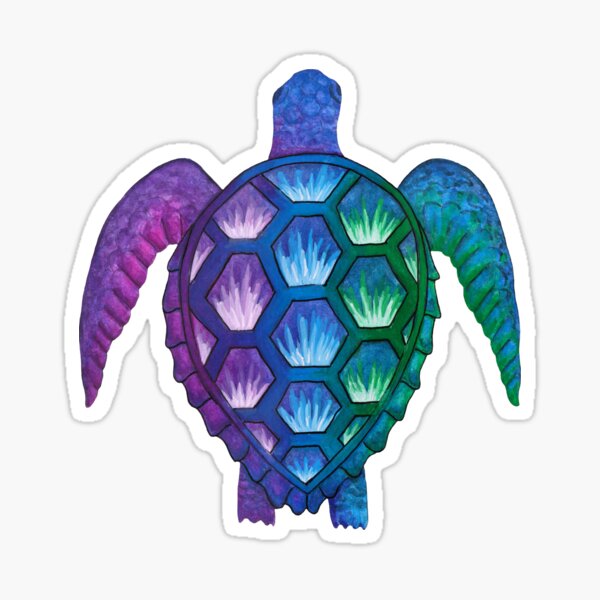Technicolor Turtle Sticker