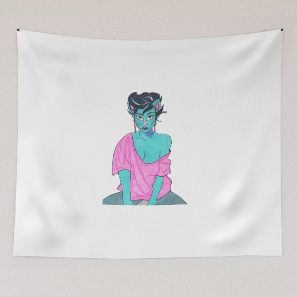 Item preview, 80's Blue Cat Lady designed and sold by tiffanycanpaint.