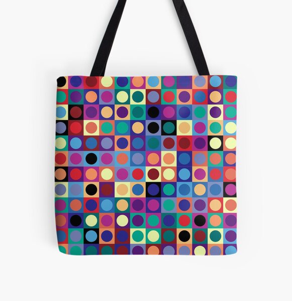 Vasarely Inspired All Over Print Tote Bag