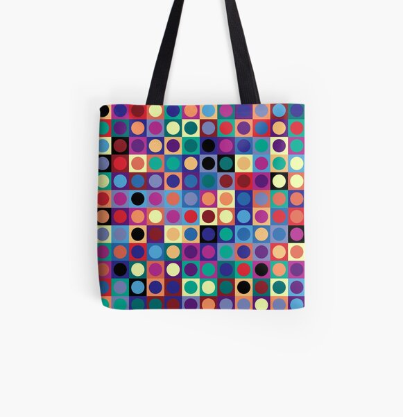 Vasarely Inspired All Over Print Tote Bag