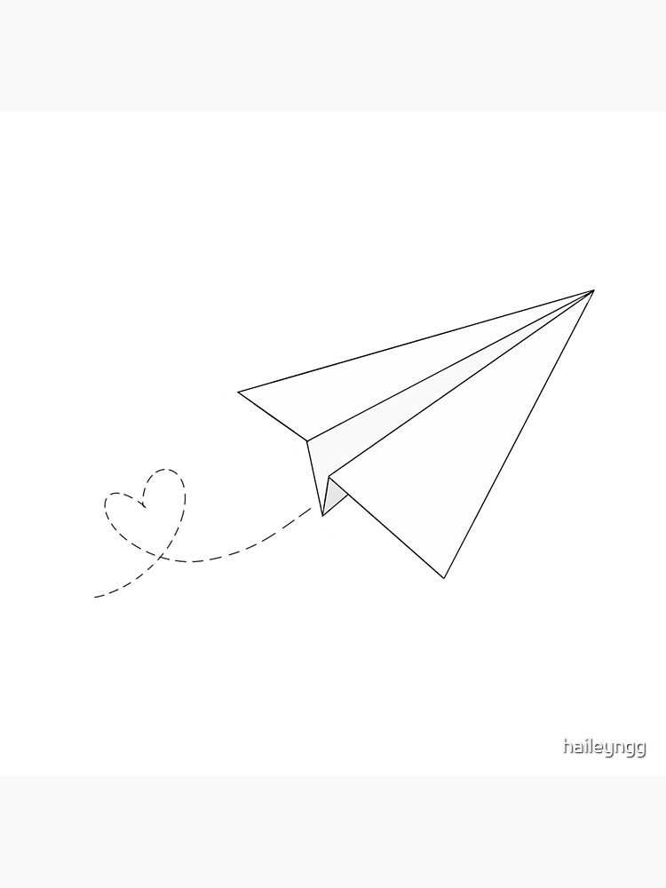 Paper Airplane with Heart Trail Art Print for Sale by haileyngg