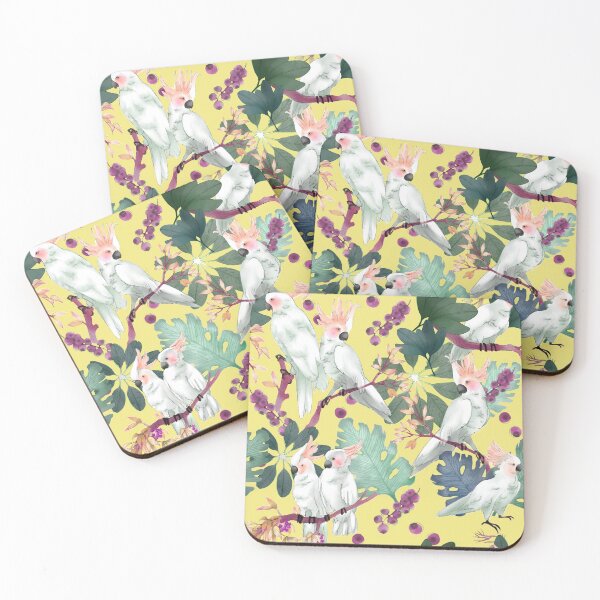 Item preview, Cockatoo botanical pattern in yellow designed and sold by Thiti.