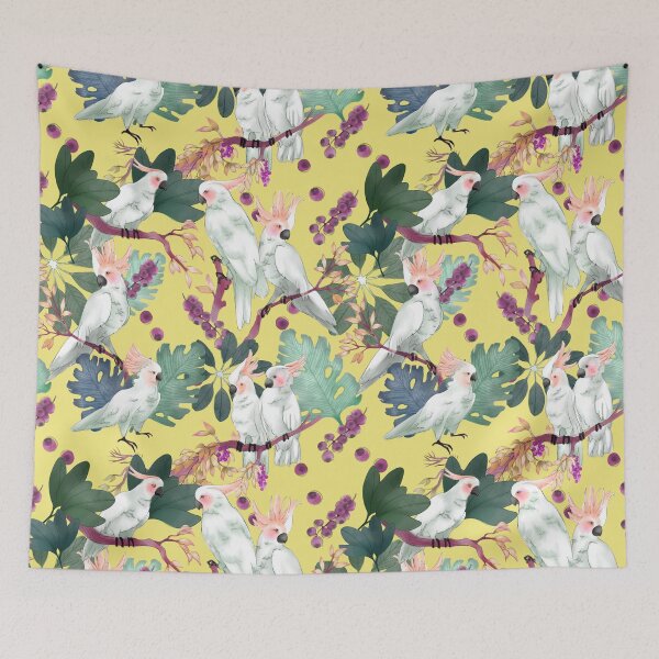 Item preview, Cockatoo botanical pattern in yellow designed and sold by Thiti.