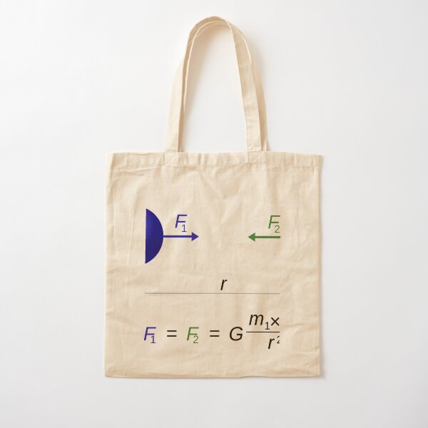 Every point mass attracts every single other point mass by a force acting along the line intersecting both points Cotton Tote Bag