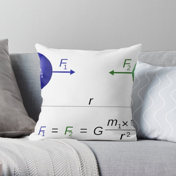 Every point mass attracts every single other point mass by a force acting along the line intersecting both points Throw Pillow