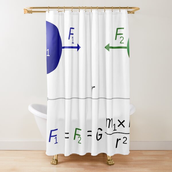 Every point mass attracts every single other point mass by a force acting along the line intersecting both points Shower Curtain