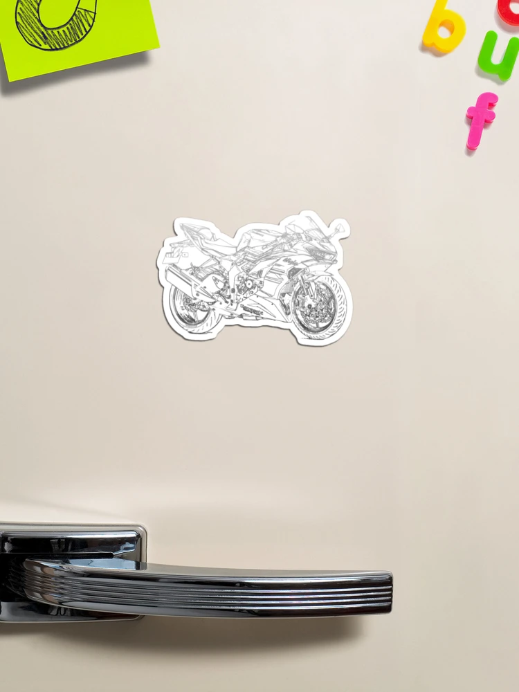 Kawasaki ZX-6 R pencil silhouette motorcycle art naked bike