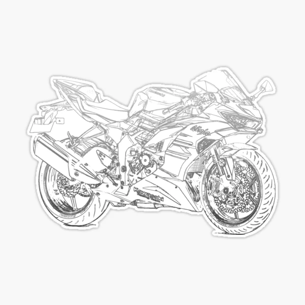 Kawasaki ZX-6 R pencil silhouette motorcycle art naked bike roadster |  Sticker