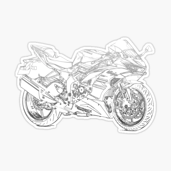 Kawasaki ZX-6 R pencil silhouette motorcycle art naked bike roadster |  Sticker