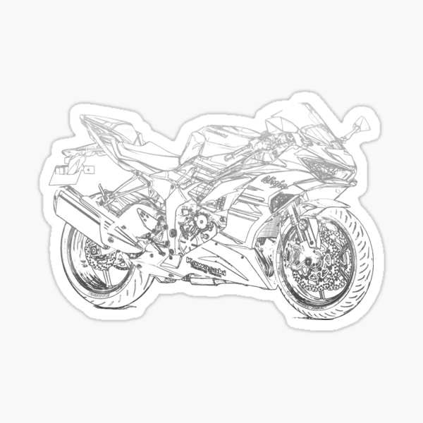 Kawasaki ZX-6 R pencil silhouette motorcycle art naked bike roadster |  Sticker
