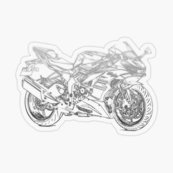 Kawasaki ZX-6 R pencil silhouette motorcycle art naked bike roadster |  Sticker
