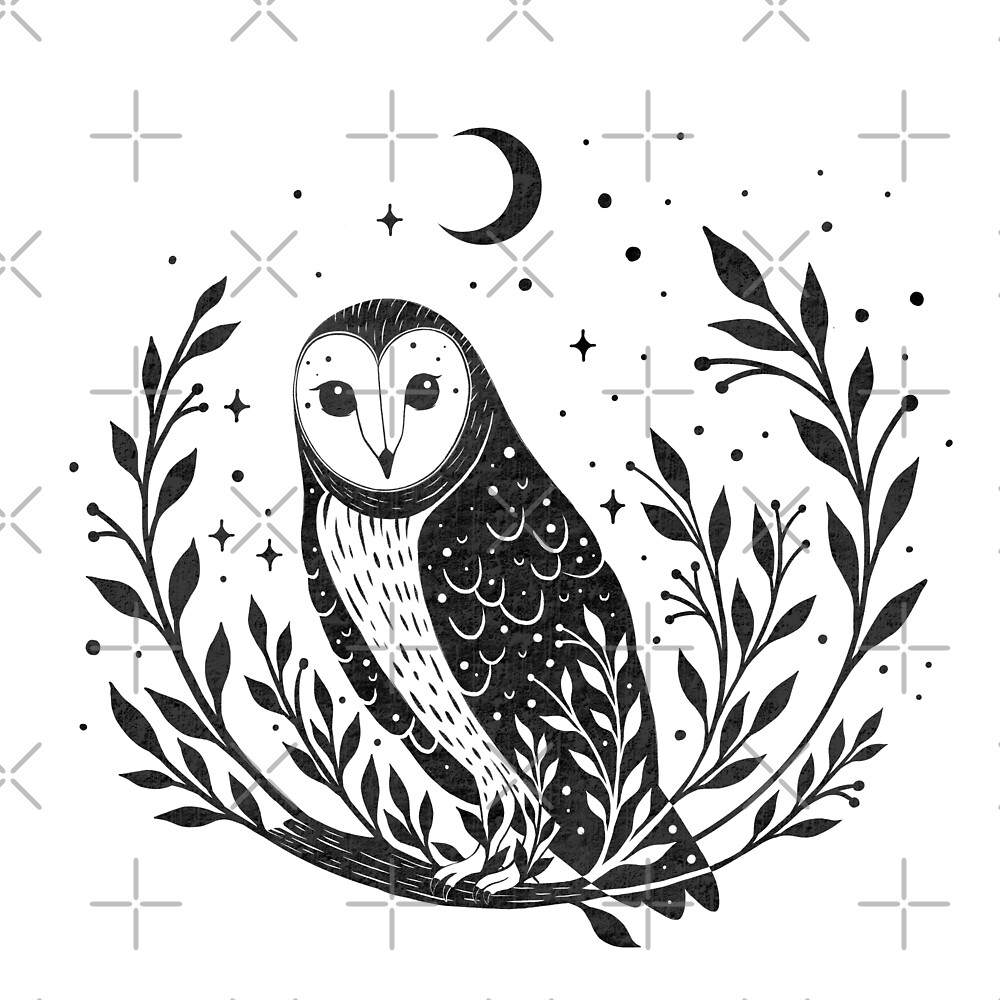  Owl  Moon  Black by Episodic Drawing  Redbubble