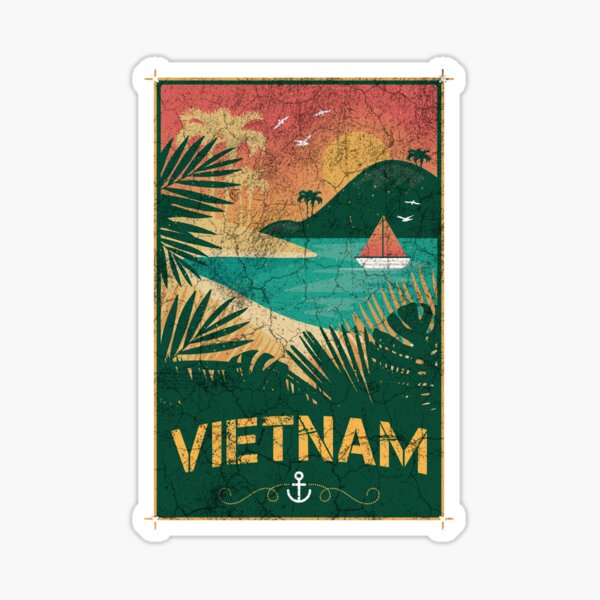 Conception de palmier vintage Vietnam Sticker