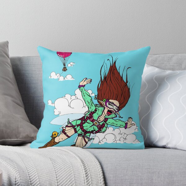 Skydiver Elf Throw Pillow