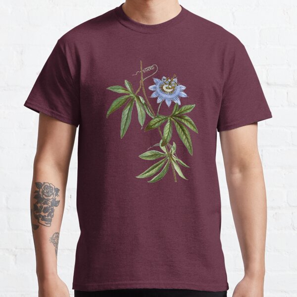 Vintage Blue Passionflower Botanical Illustration Classic T-Shirt
