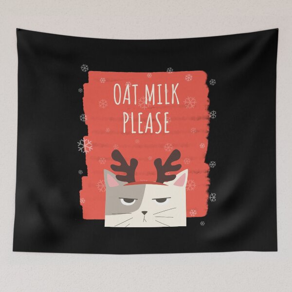 Item preview, Oat Milk Please Funny Christmas Reindeer Cat designed and sold by Radu Matei.