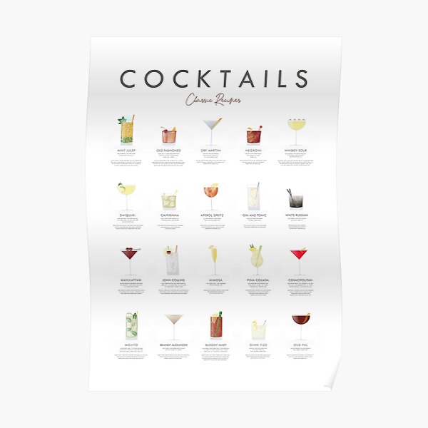 Cocktail chart - Classic recipes Poster