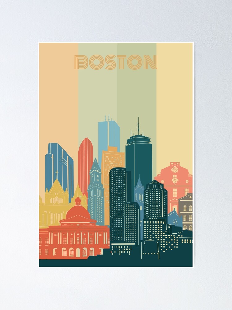 193096 Massachusetts Boston Skyline Città parete Stampa Poster UK 