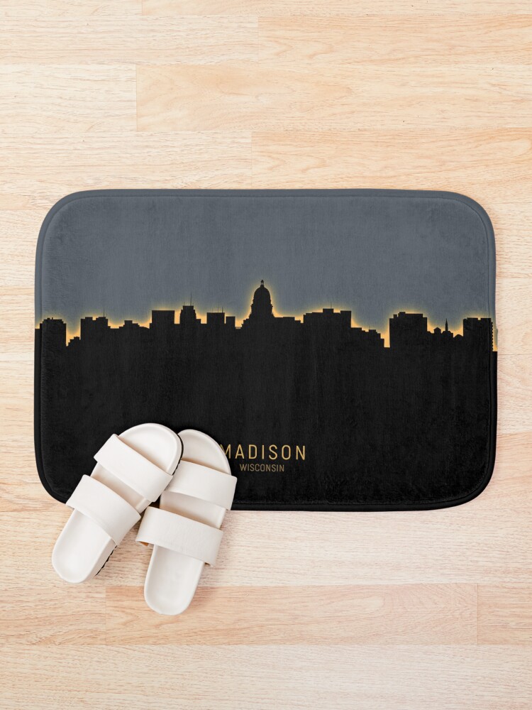 Alternate view of Madison Wisconsin Skyline Bath Mat