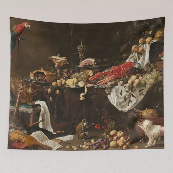 Item preview, Still life with food, opulent meal, lobster and fruit, Adriaen van Utrecht designed and sold by Mauswohn.